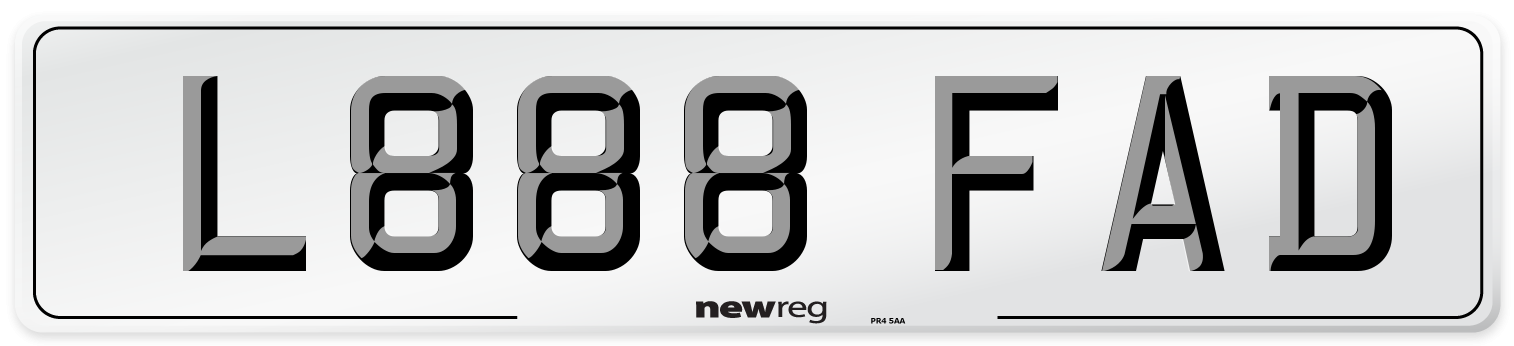 L888 FAD Number Plate from New Reg